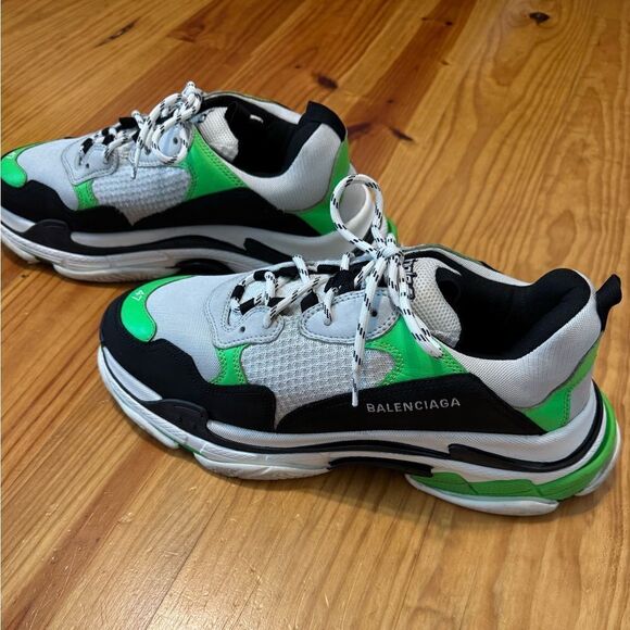 US 14 EU 47 Balenciaga Triple S Sneaker White Green Fluo 536737 W09O6 9063 main image 4